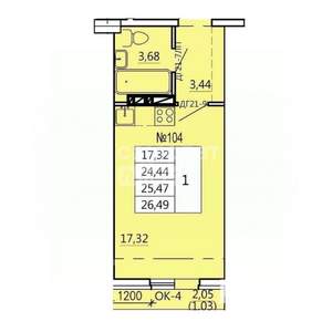 Студия квартира, вторичка, 26м2, 2/10 этаж