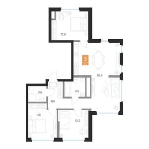 3-к квартира, вторичка, 82м2, 16/16 этаж