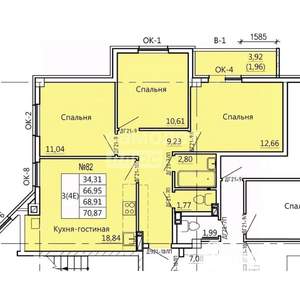 4-к квартира, строящийся дом, 71м2, 5/11 этаж