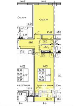 2-к квартира, вторичка, 45м2, 2/11 этаж