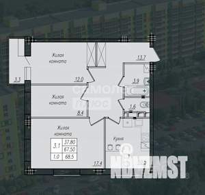 3-к квартира, вторичка, 65м2, 8/10 этаж