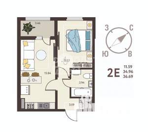 1-к квартира, вторичка, 37м2, 8/18 этаж