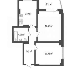 2-к квартира, сданный дом, 52м2, 9/11 этаж