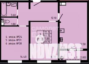 2-к квартира, вторичка, 70м2, 5/8 этаж