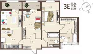2-к квартира, вторичка, 68м2, 16/17 этаж