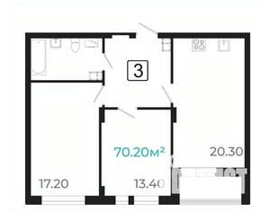 3-к квартира, строящийся дом, 68м2, 17/21 этаж