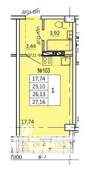 Студия квартира, вторичка, 27м2, 2/11 этаж