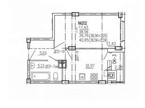 1-к квартира, вторичка, 41м2, 4/10 этаж