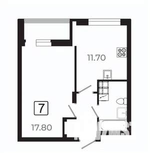 1-к квартира, вторичка, 40м2, 4/21 этаж