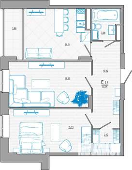 3-к квартира, строящийся дом, 68м2, 7/8 этаж