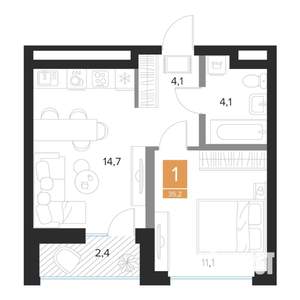 1-к квартира, вторичка, 35м2, 8/16 этаж