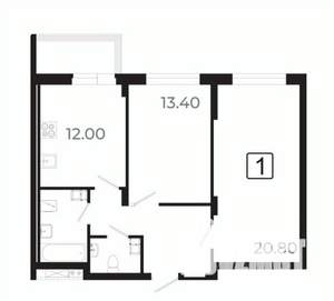 2-к квартира, вторичка, 63м2, 2/21 этаж