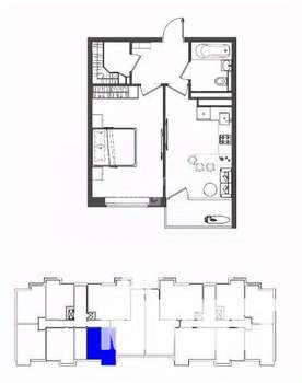 1-к квартира, вторичка, 46м2, 1/9 этаж