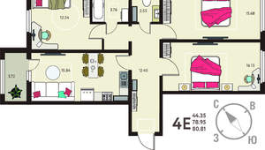 3-к квартира, вторичка, 81м2, 16/18 этаж