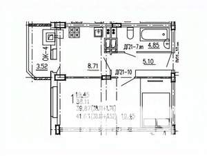 1-к квартира, вторичка, 42м2, 6/10 этаж