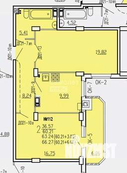 2-к квартира, сданный дом, 63м2, 4/10 этаж