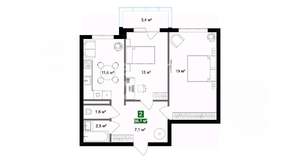 2-к квартира, сданный дом, 57м2, 1/10 этаж