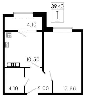 1-к квартира, вторичка, 39м2, 4/8 этаж