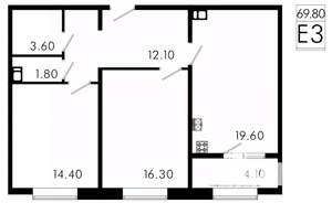 3-к квартира, строящийся дом, 70м2, 1/8 этаж