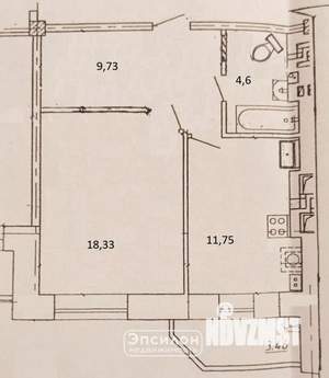1-к квартира, вторичка, 44м2, 7/10 этаж