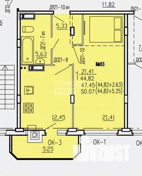 1-к квартира, сданный дом, 50м2, 5/10 этаж