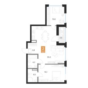 2-к квартира, вторичка, 70м2, 7/16 этаж