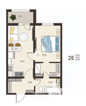 1-к квартира, вторичка, 42м2, 5/10 этаж