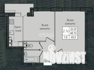 2-к квартира, вторичка, 50м2, 3/10 этаж