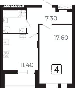 1-к квартира, вторичка, 42м2, 18/21 этаж