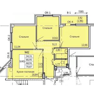 4-к квартира, вторичка, 71м2, 10/11 этаж
