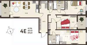 3-к квартира, вторичка, 90м2, 18/18 этаж