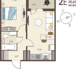 1-к квартира, вторичка, 41м2, 6/17 этаж