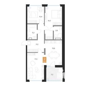 2-к квартира, вторичка, 82м2, 9/16 этаж