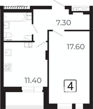 1-к квартира, вторичка, 42м2, 11/21 этаж