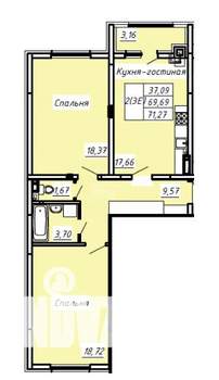 3-к квартира, вторичка, 71м2, 5/8 этаж
