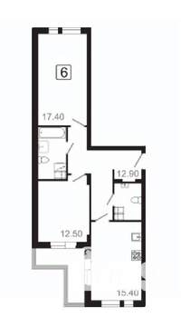 3-к квартира, вторичка, 68м2, 19/21 этаж