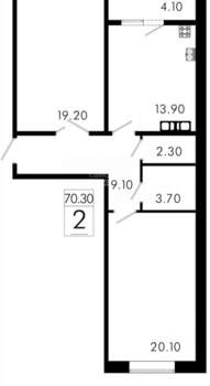 2-к квартира, вторичка, 70м2, 6/8 этаж