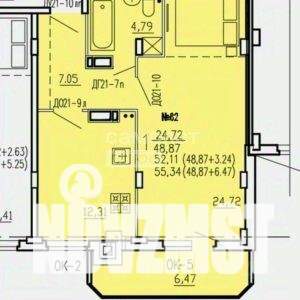 1-к квартира, сданный дом, 55м2, 7/10 этаж