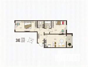 2-к квартира, строящийся дом, 66м2, 2/17 этаж