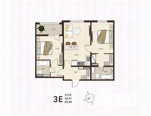 2-к квартира, строящийся дом, 65м2, 2/17 этаж