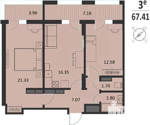 2-к квартира, вторичка, 67м2, 16/16 этаж