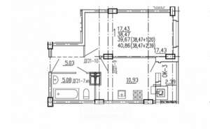 1-к квартира, вторичка, 41м2, 5/10 этаж