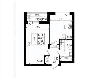 1-к квартира, вторичка, 40м2, 7/21 этаж