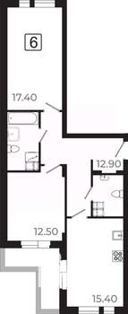 3-к квартира, вторичка, 69м2, 5/21 этаж