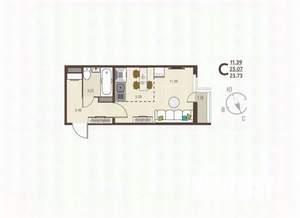 Студия квартира, вторичка, 25м2, 13/17 этаж
