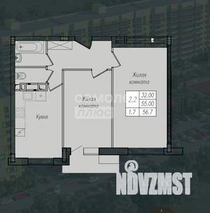 2-к квартира, вторичка, 57м2, 5/10 этаж