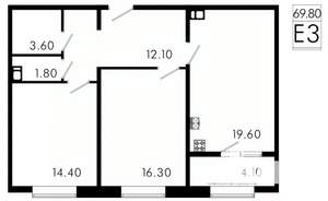 3-к квартира, вторичка, 70м2, 1/8 этаж