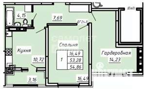 2-к квартира, вторичка, 55м2, 4/8 этаж