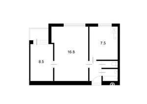 2-к квартира, вторичка, 40м2, 1/4 этаж