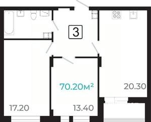 3-к квартира, вторичка, 69м2, 6/21 этаж